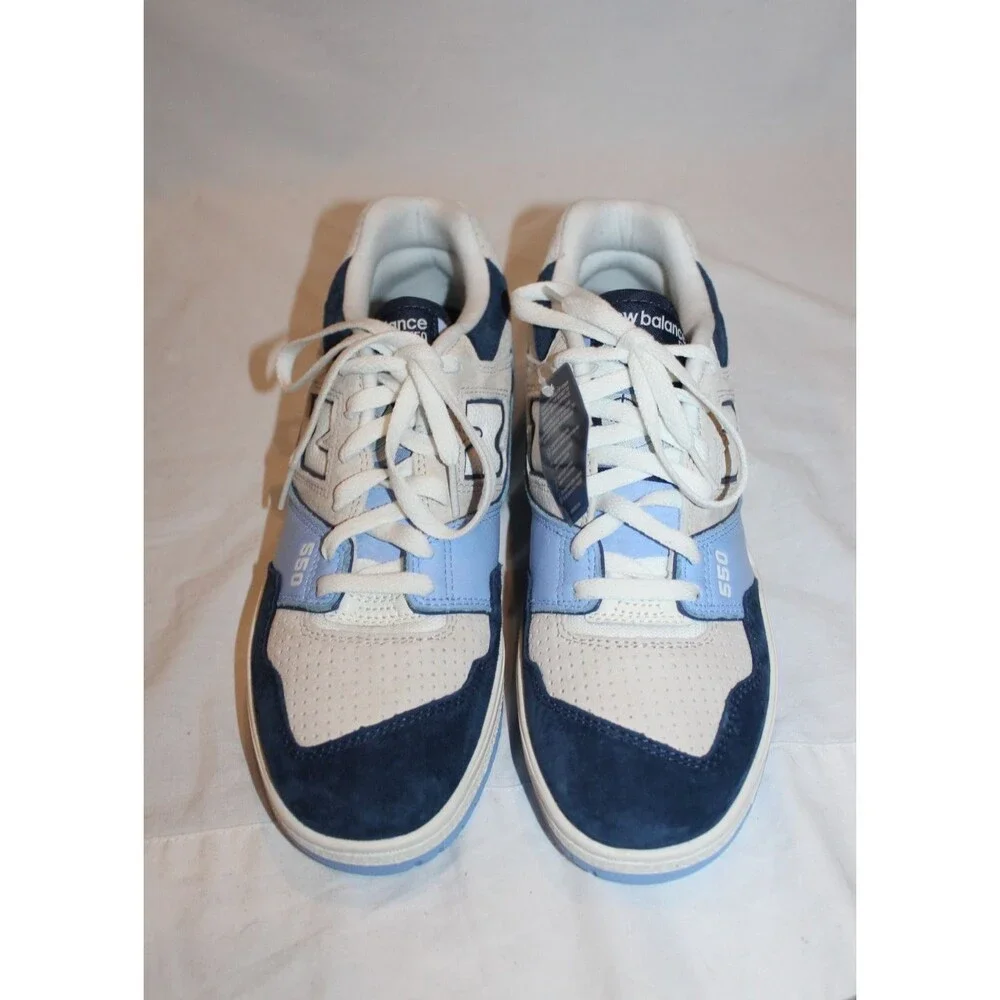 New Balance 550 Men's White Blue Grey Suede Leather Athletic Sneakers NEW 10.5